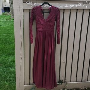 Lulu's Maroon Lace Dress